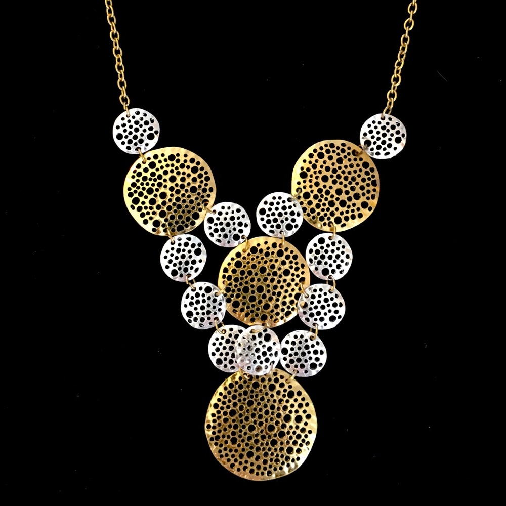Gold and silver costume necklace 19”
